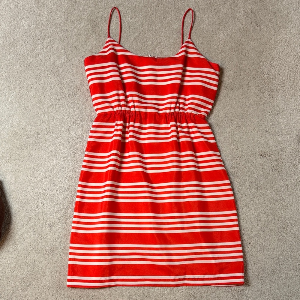 J. Crew Orange and White Striped Sundress